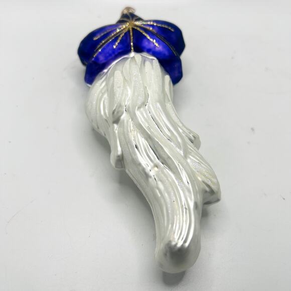 Vintage Large Shooting Star Long Beard Santa ￼8” Glass Christmas Tree Ornament - Picture 7 of 8